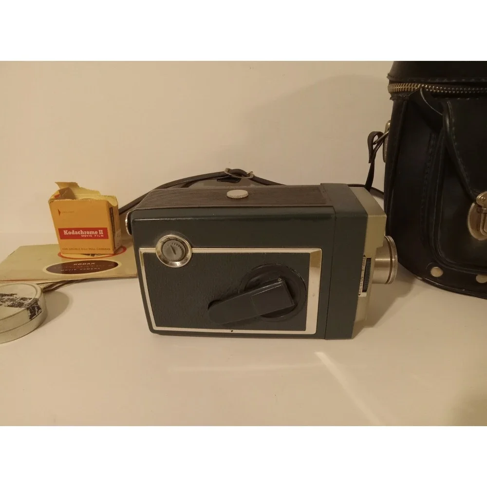 Used Vintage‎ Kodak Automatic 8 Movie Camera with manual film and carrying case.